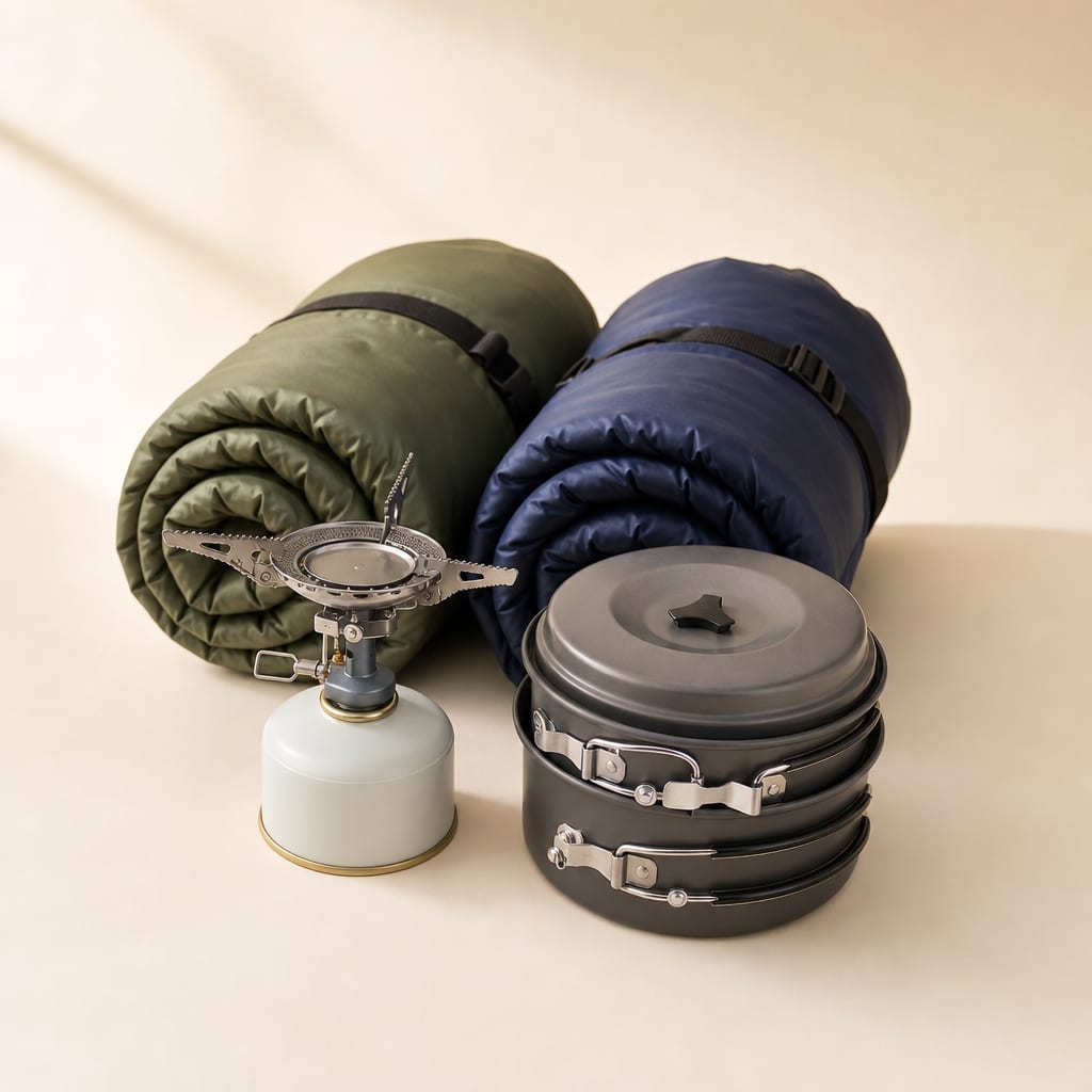 Kit de camping: cocinilla + 2 sacos
